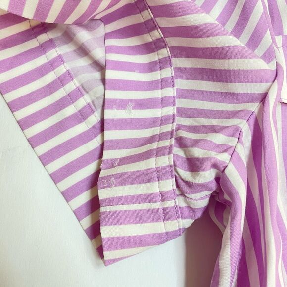 Loft Striped Mini Pocket Shirtdress Purple Size Medium - Picture 6 of 12
